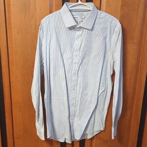 Old Navy Men's Light Blue Striped Dress Shirt